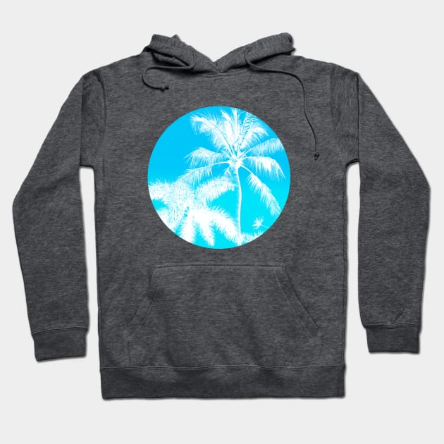 White Palm Trees with a Teal Sky Hoodie by Vin Zzep